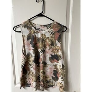 For The Republic Women's Tank Floral cropped Neutral Colors Size XL Super Soft
